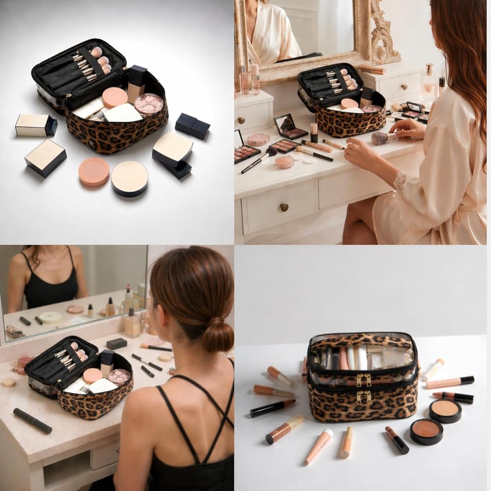 Double-layer Cosmetic Bag Makeup Bag Travel Makeup Bag Makeup Bags for Women Cosmetics Cases Portable Waterproof Foldable