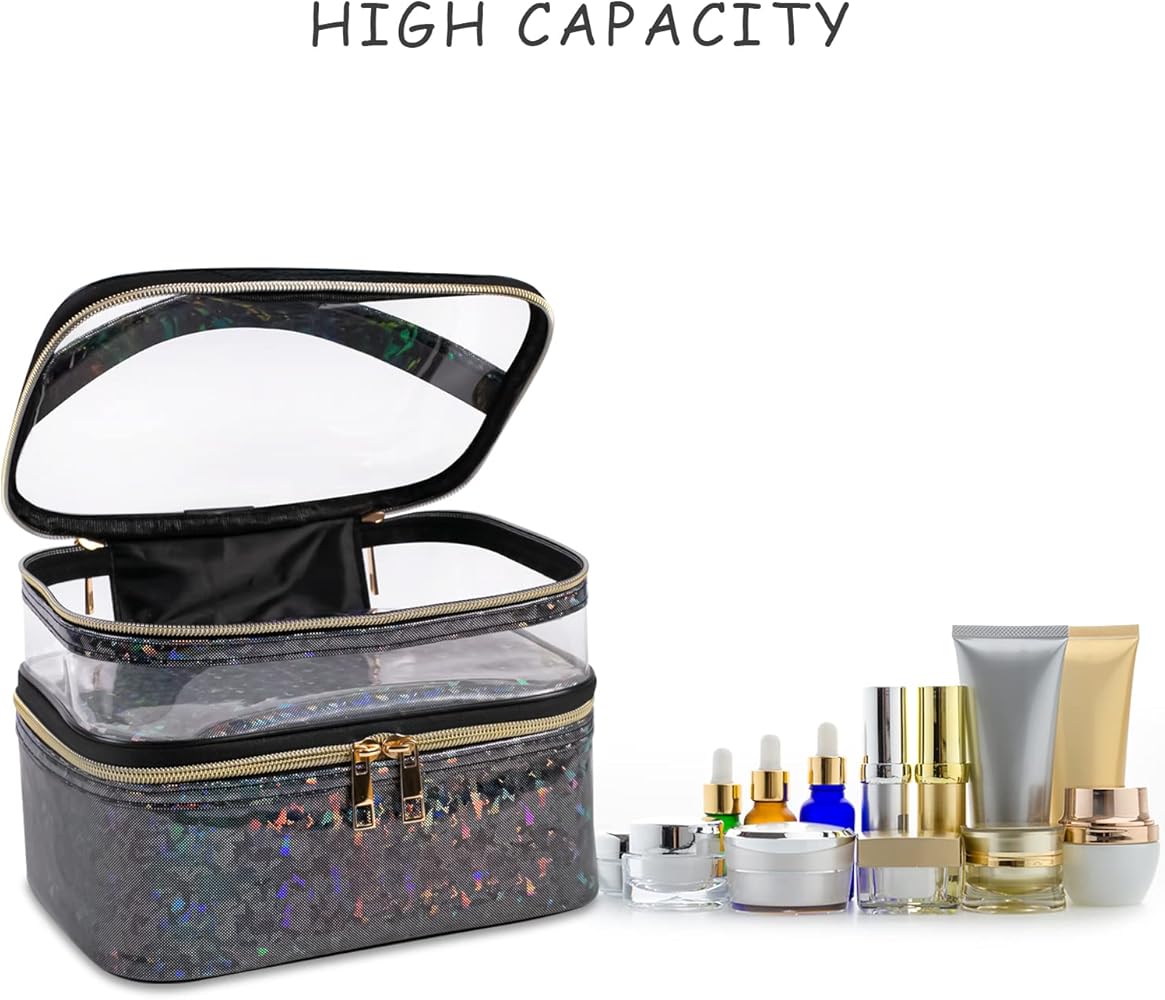 Double-layer Cosmetic Bag Makeup Bag Travel Makeup Bag Makeup Bags for Women Cosmetics Cases Portable Waterproof Foldable