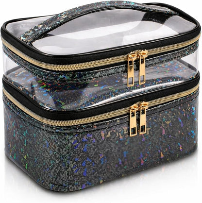 Double-layer Cosmetic Bag Makeup Bag Travel Makeup Bag Makeup Bags for Women Cosmetics Cases Portable Waterproof Foldable