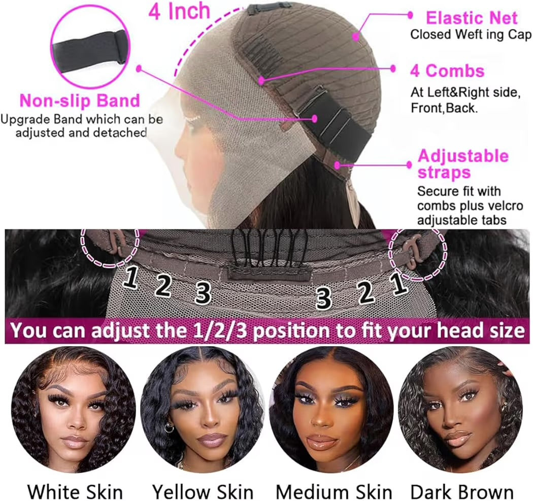 Aomllute 28 Inch Deep Wave Lace Front Wigs Human Hair 200 Density 13x4 HD Lace Frontal Wigs Human Hair Pre Plucked Deep Curly Glueless Wigs for Women Natural Black