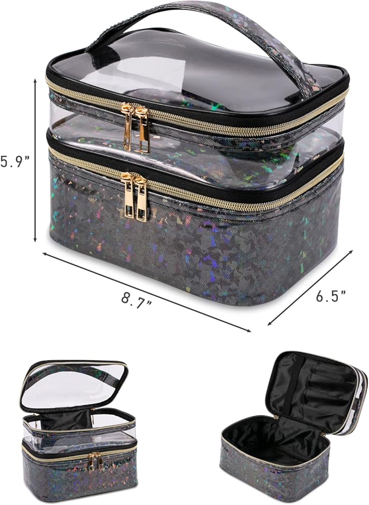 Double-layer Cosmetic Bag Makeup Bag Travel Makeup Bag Makeup Bags for Women Cosmetics Cases Portable Waterproof Foldable