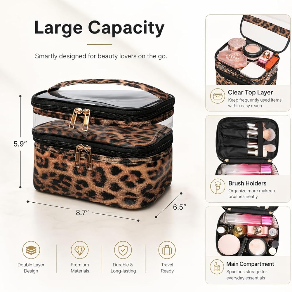 Double-layer Cosmetic Bag Makeup Bag Travel Makeup Bag Makeup Bags for Women Cosmetics Cases Portable Waterproof Foldable