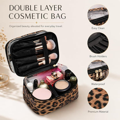Double-layer Cosmetic Bag Makeup Bag Travel Makeup Bag Makeup Bags for Women Cosmetics Cases Portable Waterproof Foldable