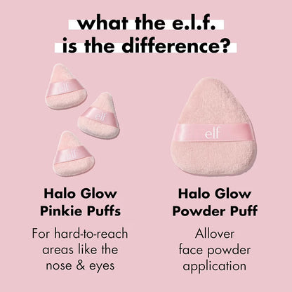 e.l.f. Halo Glow Pinkie Puffs, Finger-sized, Mini Puff For Applying Loose & Pressed Powders, Soft, Reusable & Washable, Vegan & Cruelty-Free, Set of 3